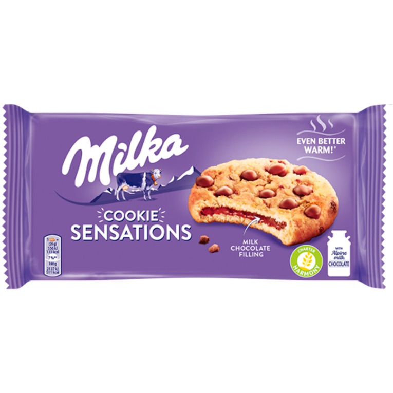 Ciastka MILKA COOKIE SENSATIONS CHOCO INSIDE z kawałkami czekolady mlecznej z mleka alpejskiego 156g, GC 0214219