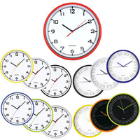 Zegar ścienny plastikowy, E01.2478.00 średnica 25, 5cm MPM czarny t.biała