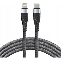 Kabel USB-C - Lightning EVERACTIVE 1m 20W pleciony szary (CBB-1CIG)