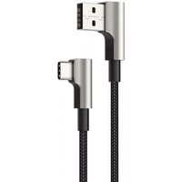 CB-CMD33 Black OEM nylonowy kabel USB - USB C | 2m | wtyki 90 stopni | 3A | 60W PD | 20V