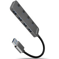 Hub 4-portowy HUE-MSA USB 3.2 Gen 1 switch, metalowy, micro USB, 20 cm USB-A kabel