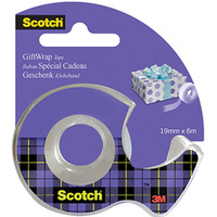 Taśma klejąca SCOTCH® Gift Wrap, niewidoczna, do pakowania, na podajniku, 19mmx6m