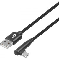 Kabel USB-USB C 1.5m kątowy, czarny sznurek