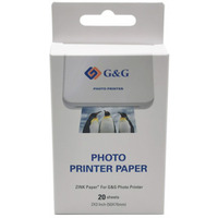 G&G Photo paper, foto papier, biały, 50x76mm, 20 szt., GG-ZP023-20, termosublimacyjny