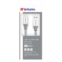 Verbatim USB kabel (3.1), USB A M - USB C (M), 0.3m, srebrny, box, 48868
