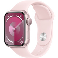 Watch Series 9 GPS, 45mm Koperta z aluminium w kolorze różowym z paskiem sportowy w kolorze jasnoróżowym - S/M