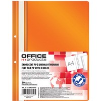 Skoroszyt OFFICE PRODUCTS, PP, A4, 2 otwory, 100/170mikr., wpinany, pomarańczowy